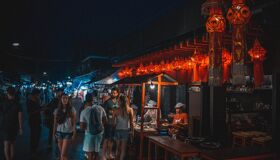 Night Market and tourists in Thailand